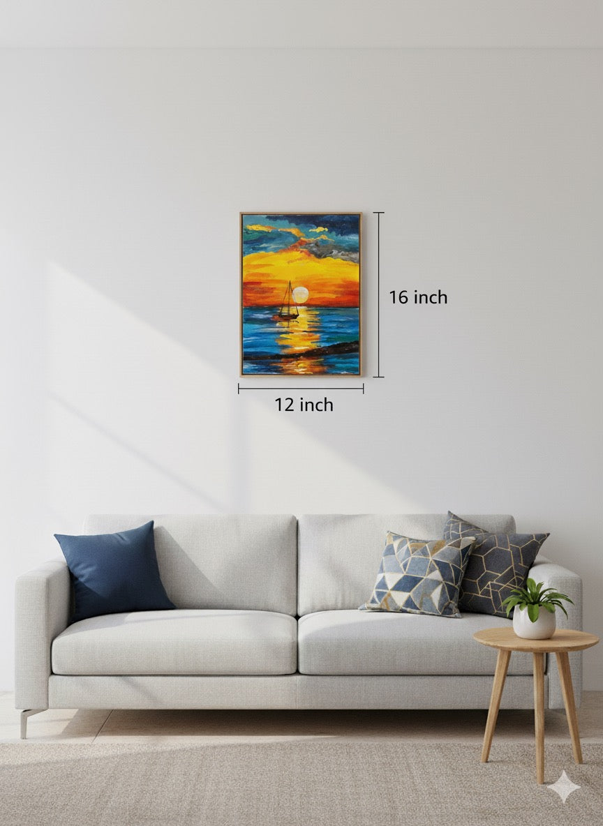 Handmade Sunset Landscape Painting