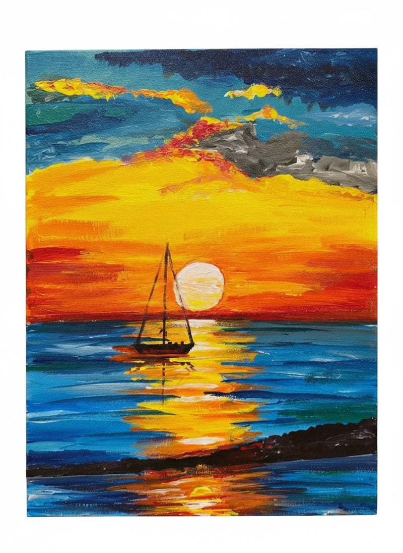 Handmade Sunset Landscape Painting