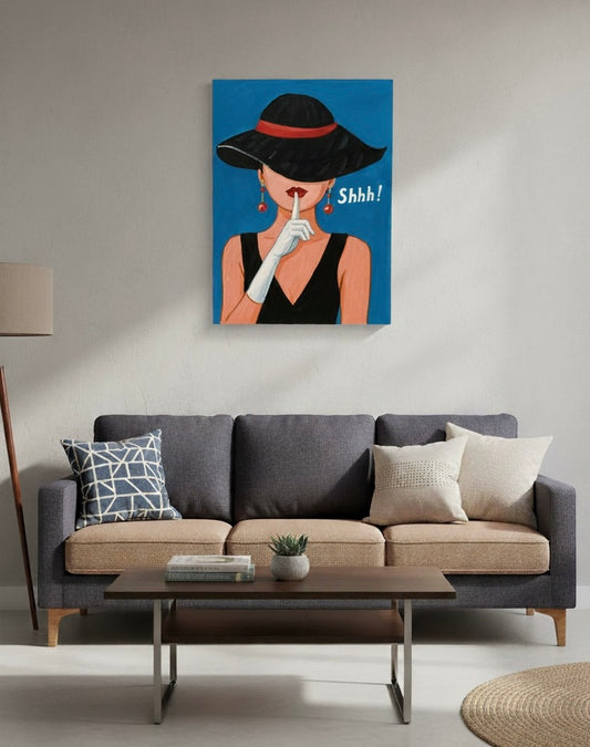 Handmade Modern Art Painting | Elegant Lady in Silence | With Frame