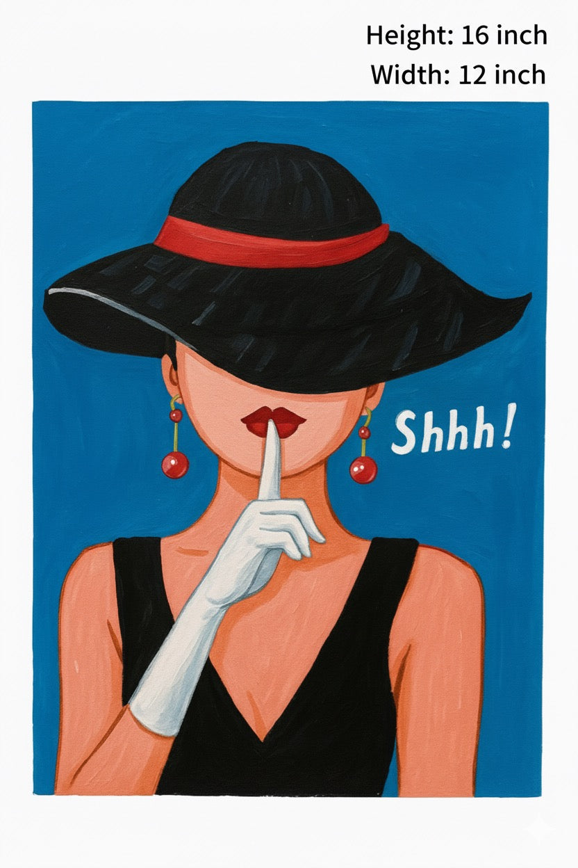 Handmade Modern Art Painting | Elegant Lady in Silence | With Frame