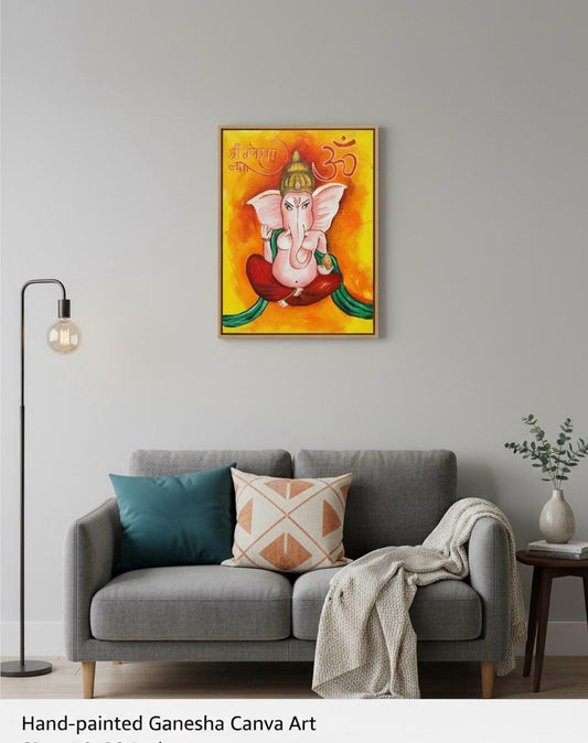 Handmade Lord Ganesh Painting | Vibrant Spiritual Wall Art