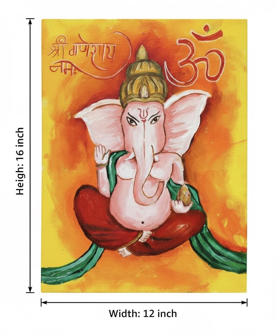 Handmade Lord Ganesh Painting | Vibrant Spiritual Wall Art
