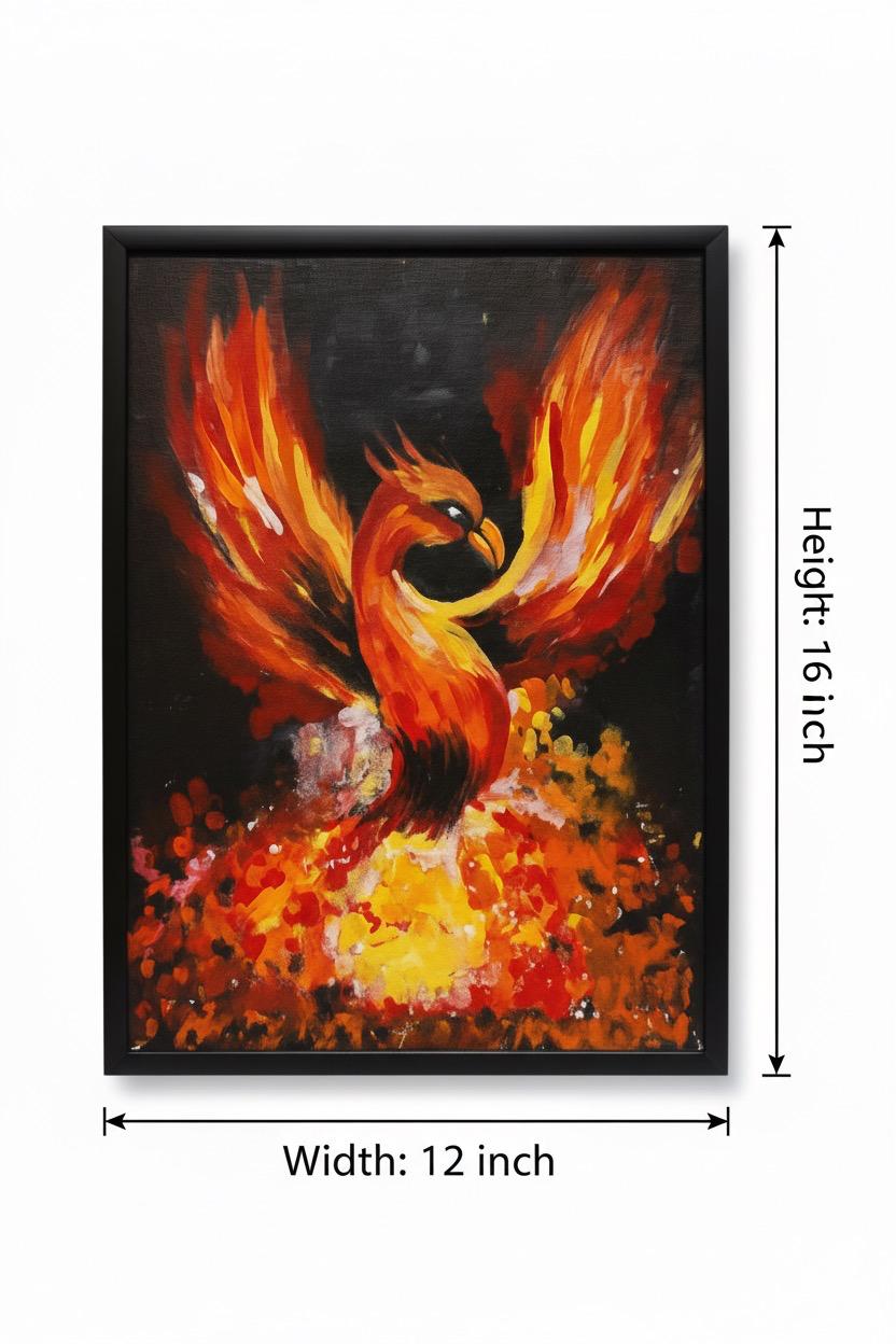 Phoenix Rising Painting | Fiery Abstract Bird Wall Art