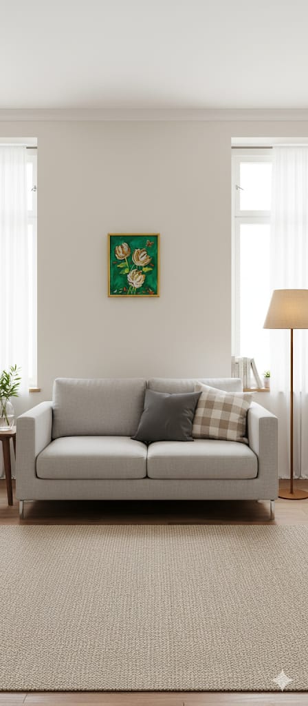 Hand-painted chrysanthemum floral artl Green and gold flower canvas