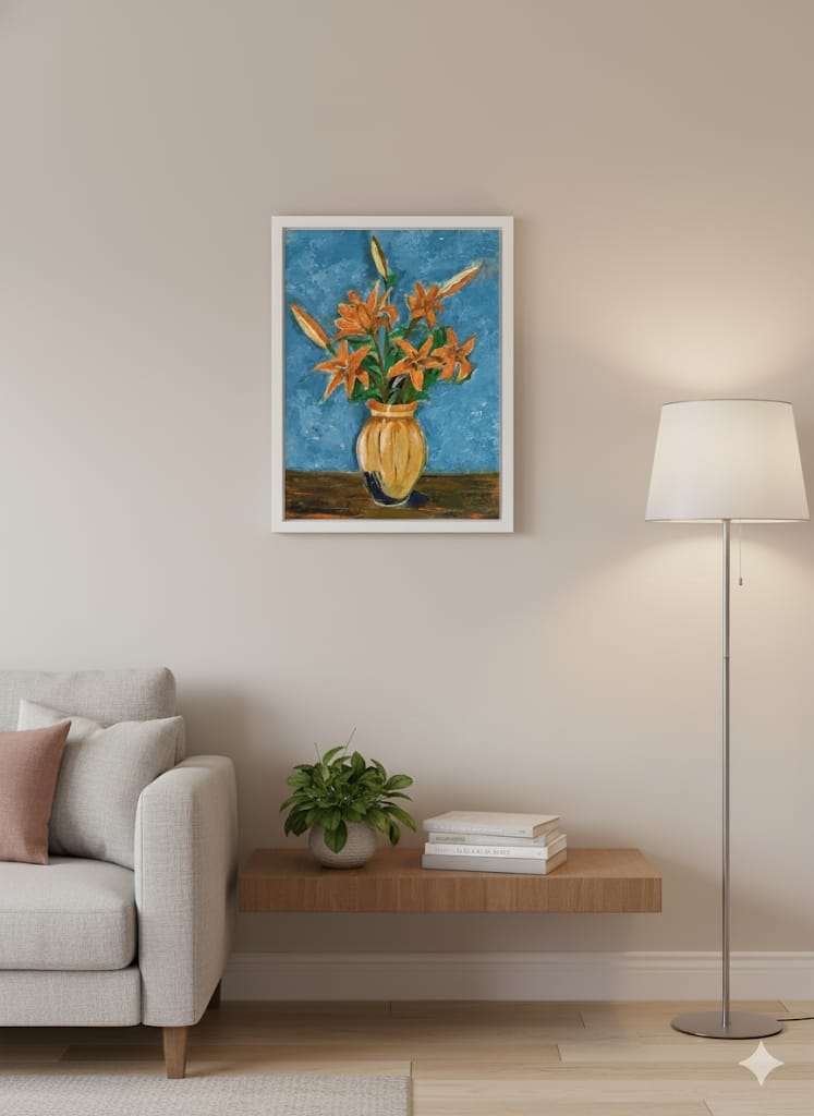 Vibrant Orange Floral Art l Abstract flowers