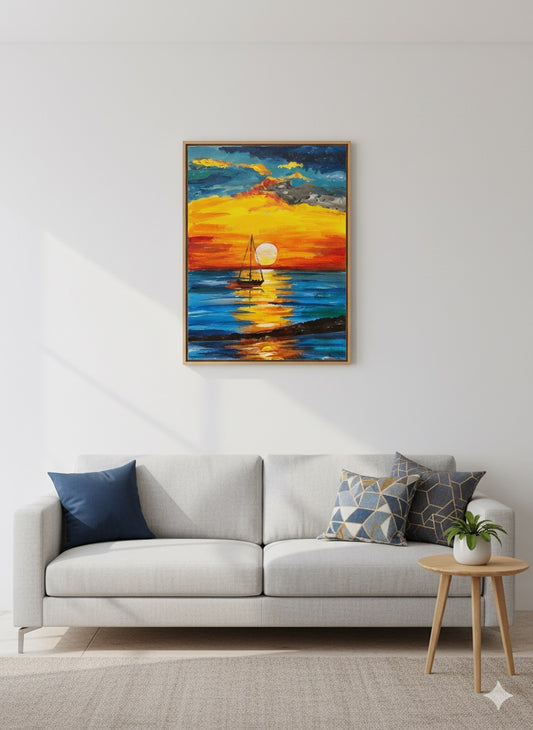 Handmade Sunset Landscape Painting