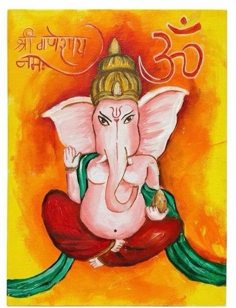 Handmade Lord Ganesh Painting | Vibrant Spiritual Wall Art