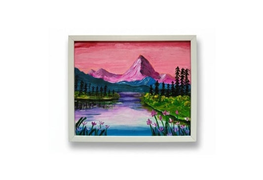 Handmade vibrant mountain serenity painting